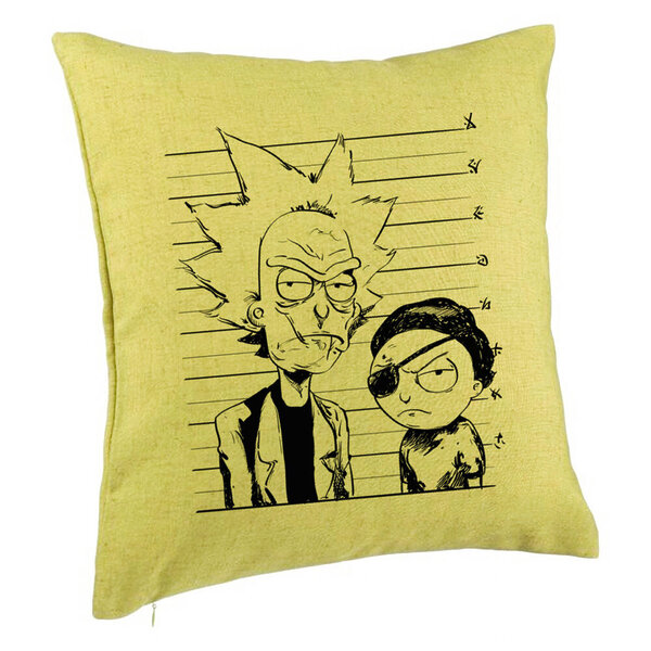 Perna Decorativa, Model Rick and Morty, 40x40 cm, Verde, Husa Detasabila, Burduf 5 Perna Decorativa