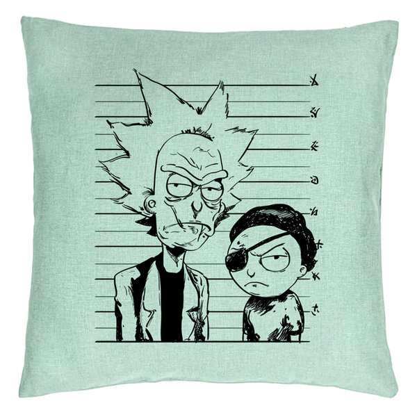 Perna Decorativa, Model Rick and Morty, 40x40 cm, Verde Menta, Husa Detasabila, Burduf 15 Perna Decorativa