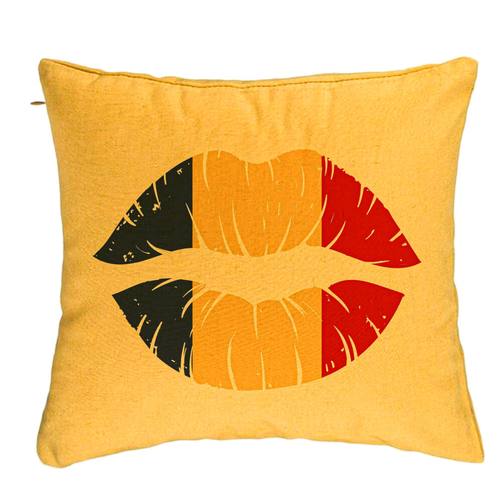 Perna Decorativa, Model Romanian Kiss, 40x40 cm, Galben, Husa Detasabila, Burduf 5 Perna Decorativa