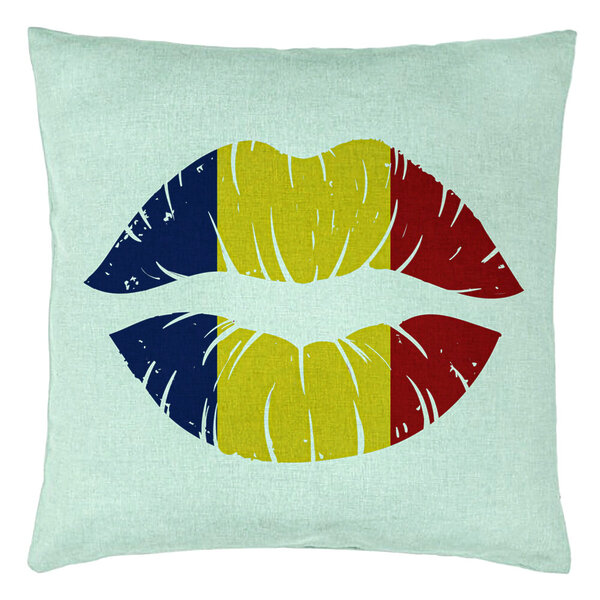Perna Decorativa, Model Romanian Kiss, 40x40 cm, Verde Menta, Husa Detasabila, Burduf 15 Perna Decorativa
