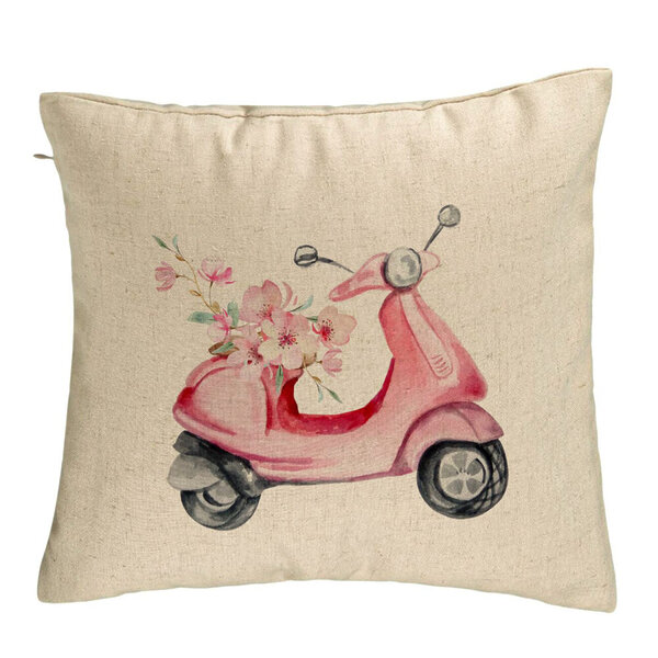 Perna Decorativa, Model Rose Flower Bike, 40x40 cm, Bej, Husa Detasabila, Burduf 5 Perna Decorativa