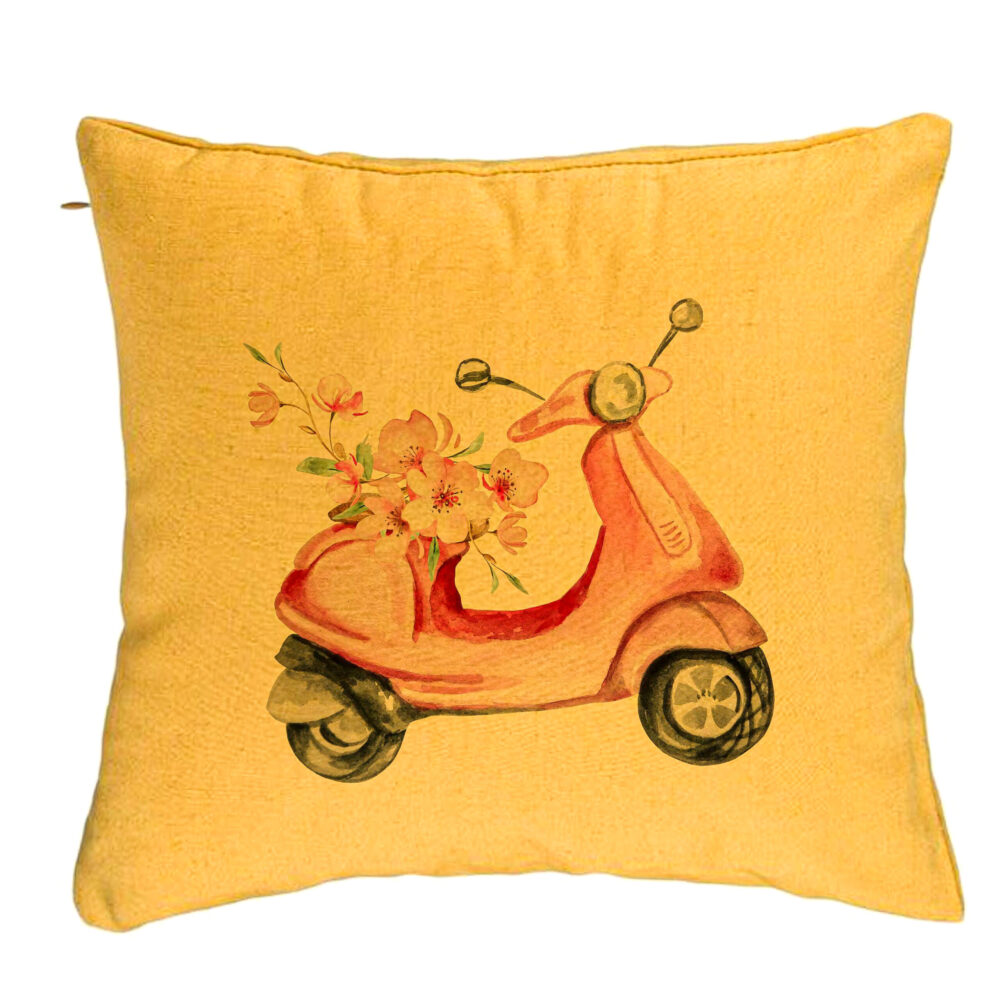 Perna Decorativa, Model Rose Flower Bike, 40x40 cm, Galben, Husa Detasabila, Burduf 5 Perna Decorativa