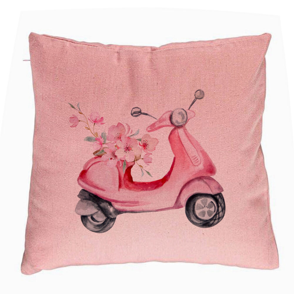 Perna Decorativa, Model Rose Flower Bike, 40x40 cm, Roz, Husa Detasabila, Burduf 5 Perna Decorativa