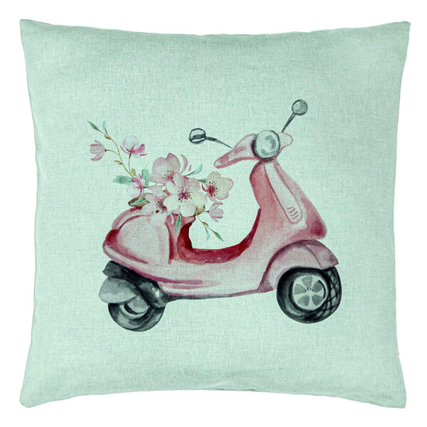 Perna Decorativa, Model Rose Flower Bike, 40x40 cm, Verde Menta, Husa Detasabila, Burduf 15 Perna Decorativa