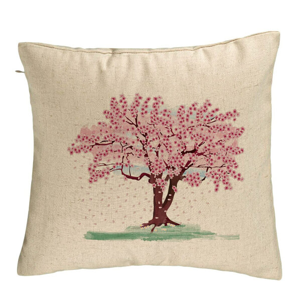 Perna Decorativa, Model Rose Tree, 40x40 cm, Bej, Husa Detasabila, Burduf 5 Perna Decorativa