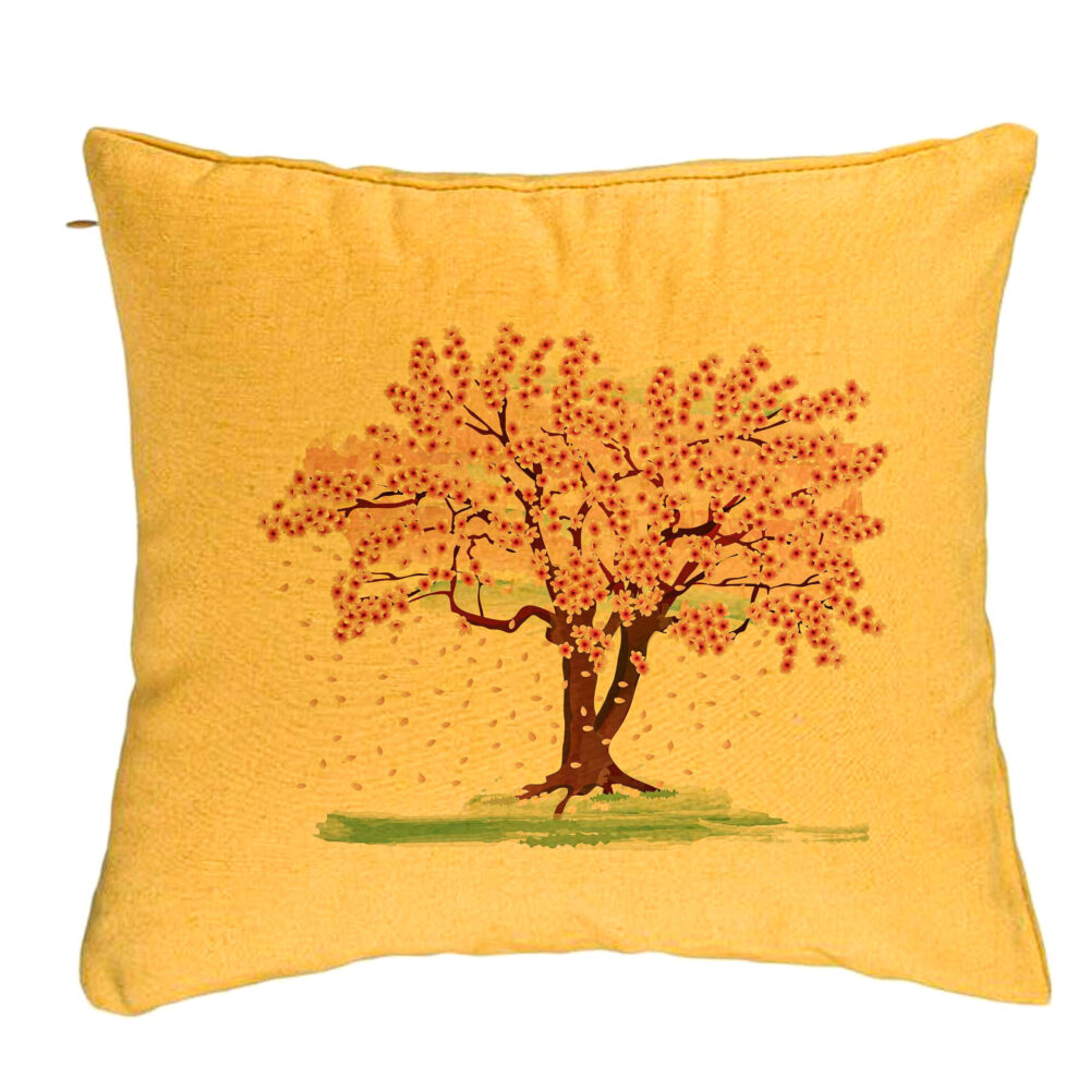 Perna Decorativa, Model Rose Tree, 40x40 cm, Galben, Husa Detasabila, Burduf 5 Perna Decorativa