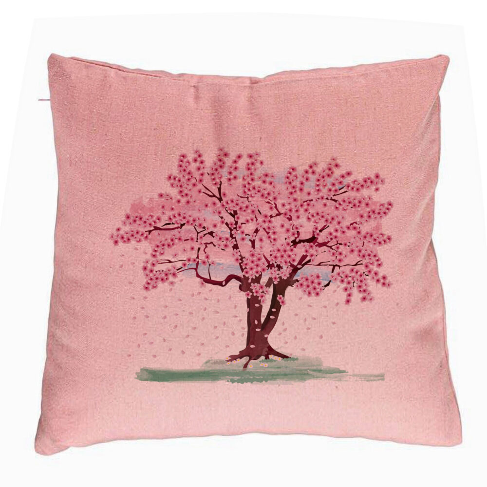 Perna Decorativa, Model Rose Tree, 40x40 cm, Roz, Husa Detasabila, Burduf 5 Perna Decorativa