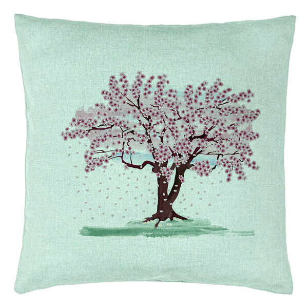 Perna Decorativa, Model Rose Tree, 40x40 cm, Verde Menta, Husa Detasabila, Burduf 15 Perna Decorativa
