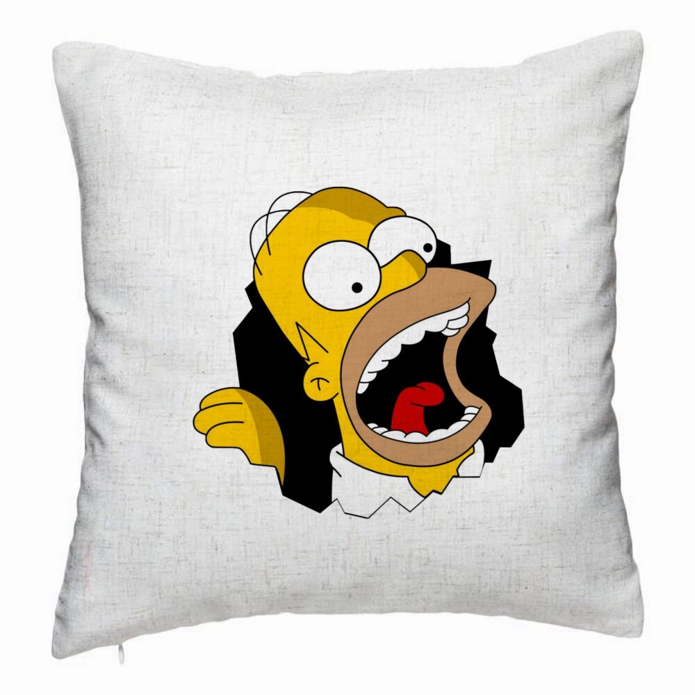Perna Decorativa, Model Simpsons Homer 2, 40x40 cm, Alb Murdar, Husa Detasabila, Burduf 5 Perna Decorativa