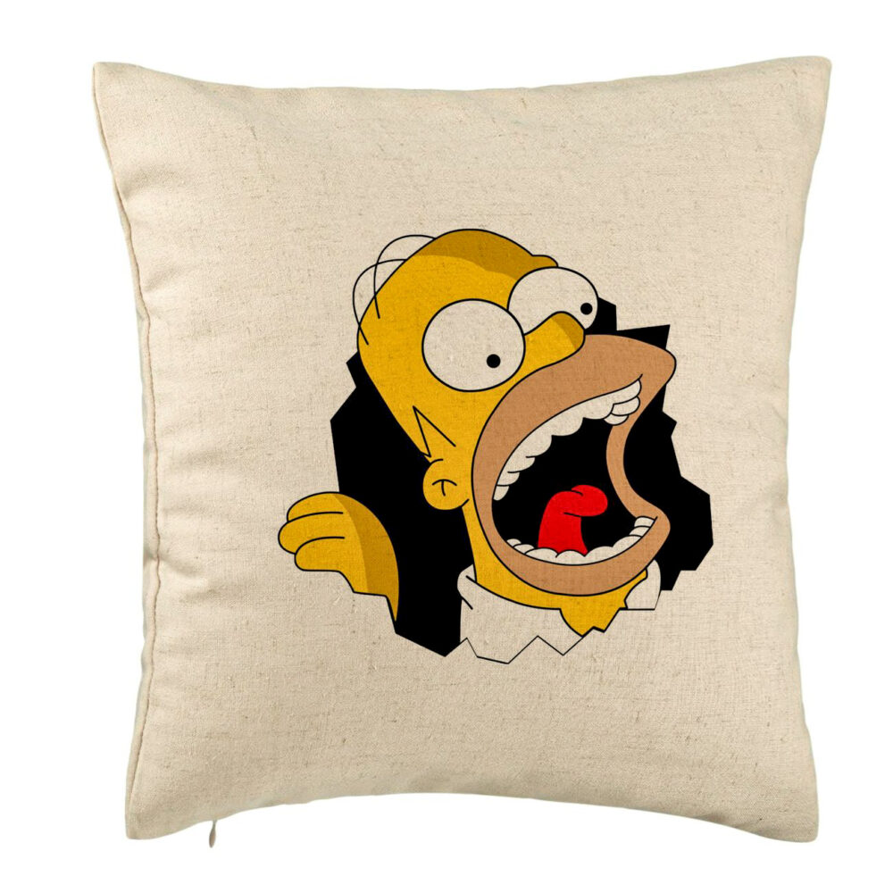 Perna Decorativa, Model Simpsons Homer 2, 40x40 cm, Bej, Husa Detasabila, Burduf 5 Perna Decorativa