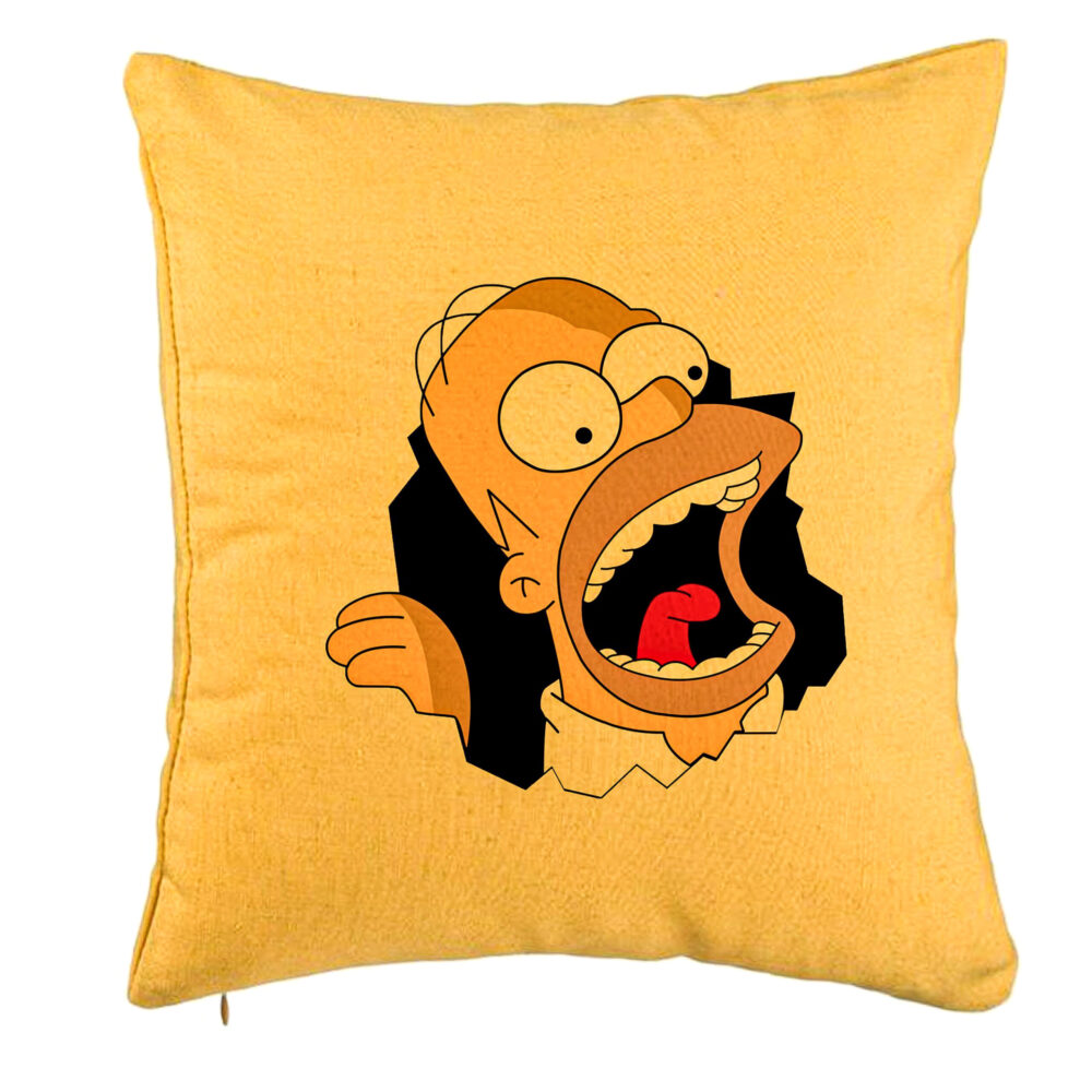 Perna Decorativa, Model Simpsons Homer 2, 40x40 cm, Galben, Husa Detasabila, Burduf 5 Perna Decorativa
