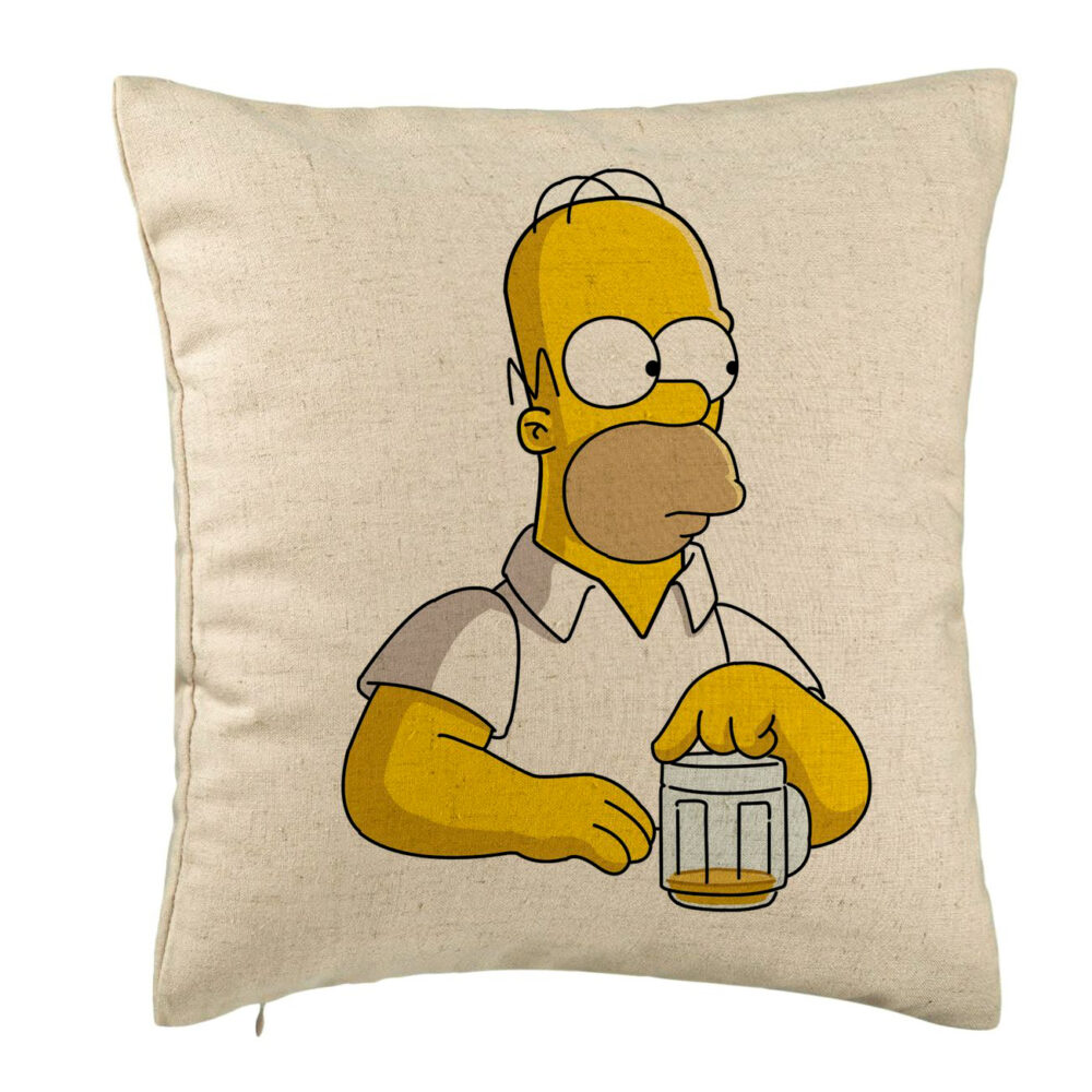 Perna Decorativa, Model Simpsons Homer, 40x40 cm, Bej, Husa Detasabila, Burduf 5 Perna Decorativa