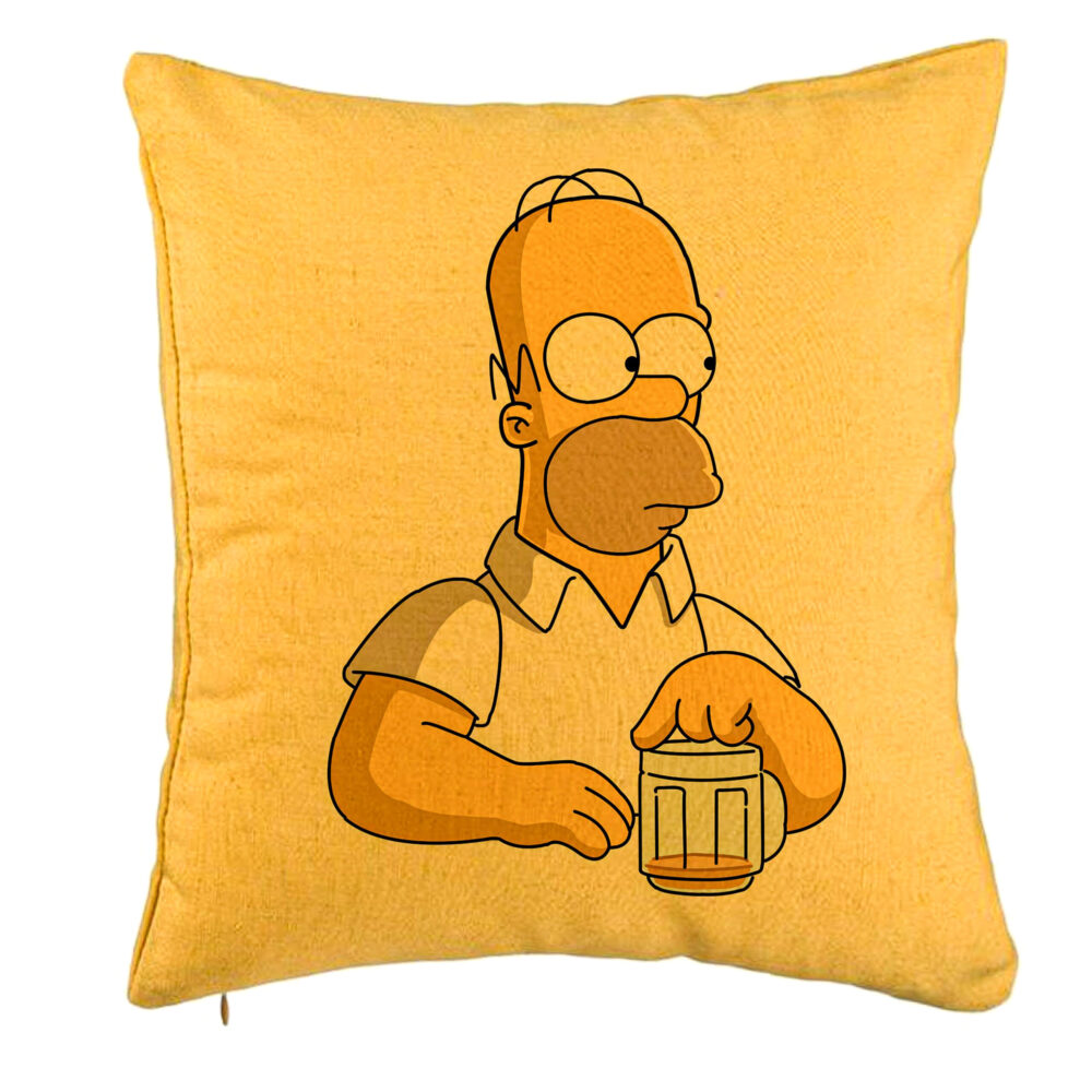 Perna Decorativa, Model Simpsons Homer, 40x40 cm, Galben, Husa Detasabila, Burduf 5 Perna Decorativa
