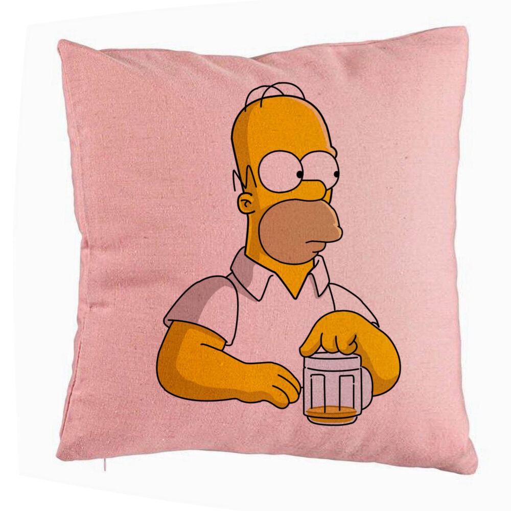 Perna Decorativa, Model Simpsons Homer, 40x40 cm, Roz, Husa Detasabila, Burduf 5 Perna Decorativa