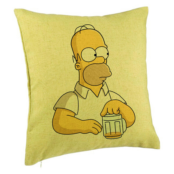 Perna Decorativa, Model Simpsons Homer, 40x40 cm, Verde, Husa Detasabila, Burduf 5 Perna Decorativa
