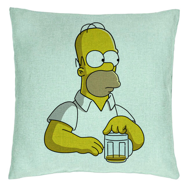Perna Decorativa, Model Simpsons Homer, 40x40 cm, Verde Menta, Husa Detasabila, Burduf 15 Perna Decorativa