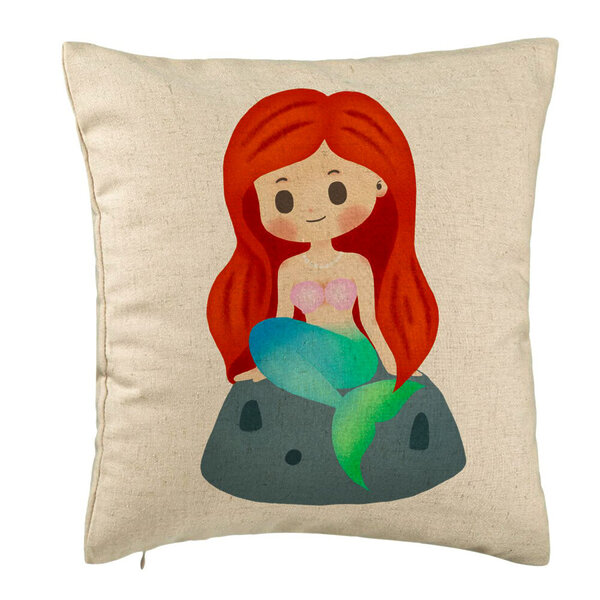 Perna Decorativa, Model Sirena, 40x40 cm, Bej, Husa Detasabila, Burduf 5 Perna Decorativa