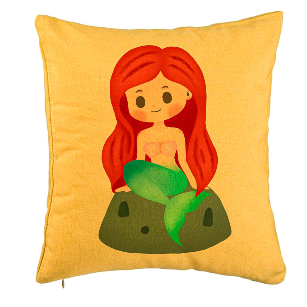 Perna Decorativa, Model Sirena, 40x40 cm, Galben, Husa Detasabila, Burduf 5 Perna Decorativa