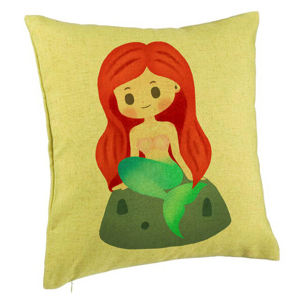Perna Decorativa, Model Sirena, 40x40 cm, Verde, Husa Detasabila, Burduf 5 Perna Decorativa