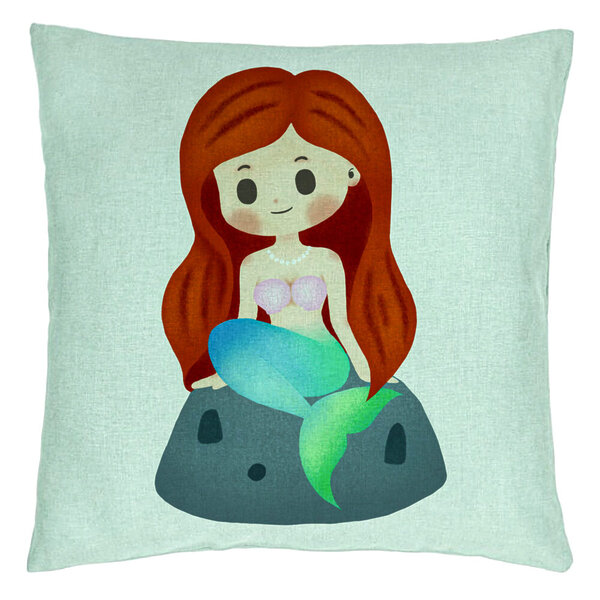 Perna Decorativa, Model Sirena, 40x40 cm, Verde Menta, Husa Detasabila, Burduf 15 Perna Decorativa
