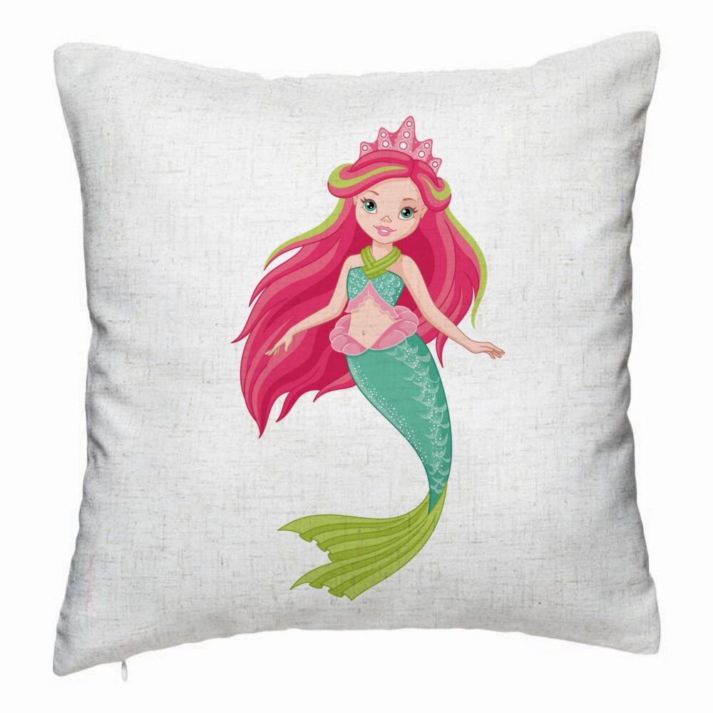Perna Decorativa, Model Sirena Verde, 40x40 cm, Alb Murdar, Husa Detasabila, Burduf 5 Perna Decorativa