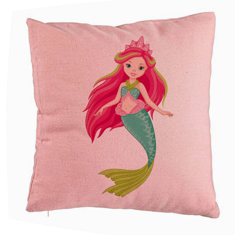 Perna Decorativa, Model Sirena Verde, 40x40 cm, Roz, Husa Detasabila, Burduf 5 Perna Decorativa