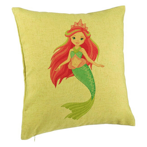 Perna Decorativa, Model Sirena Verde, 40x40 cm, Verde, Husa Detasabila, Burduf 5 Perna Decorativa