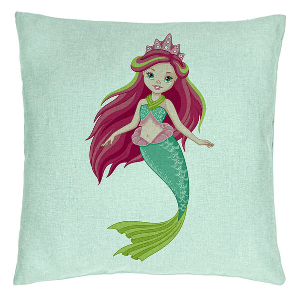 Perna Decorativa, Model Sirena Verde Menta, 40x40 cm, Verde Menta, Husa Detasabila, Burduf 15 Perna Decorativa