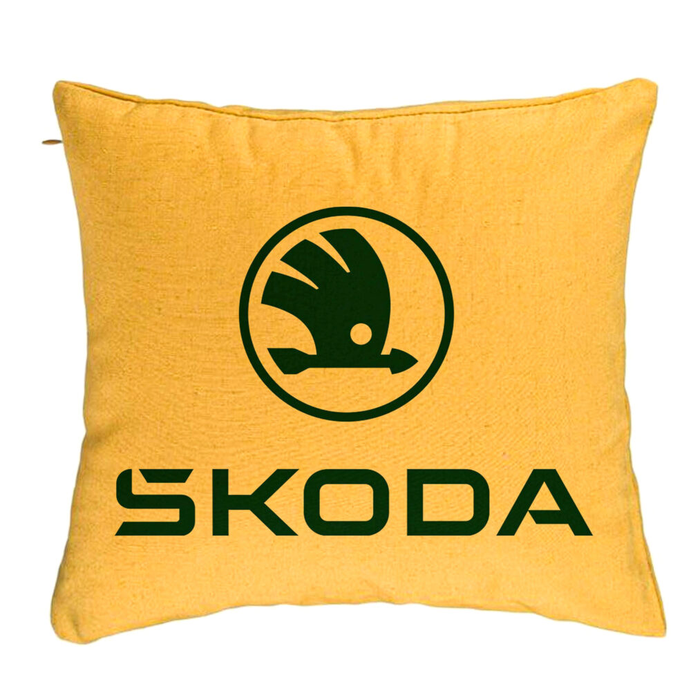 Perna Decorativa, Model Skoda, 40x40 cm, Galben, Husa Detasabila, Burduf 5 Perna Decorativa