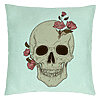 Perna Decorativa, Model Skull Rose Art, 40x40 cm, Verde Menta, Husa Detasabila, Burduf 22 Perna Decorativa