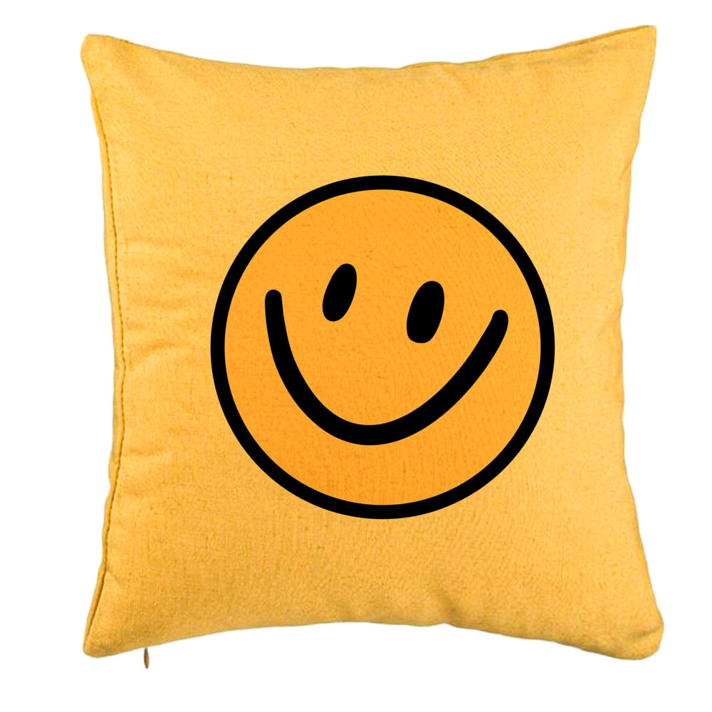 Perna Decorativa, Model Smiley Face 2, 40x40 cm, Galben, Husa Detasabila, Burduf 5 Perna Decorativa