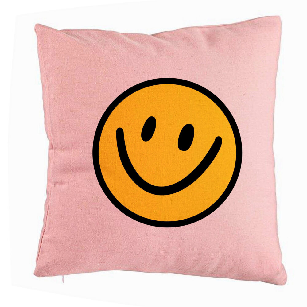 Perna Decorativa, Model Smiley Face 2, 40x40 cm, Roz, Husa Detasabila, Burduf 5 Perna Decorativa