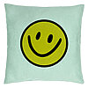 Perna Decorativa, Model Smiley Face 2, 40x40 cm, Verde Menta, Husa Detasabila, Burduf 22 Perna Decorativa