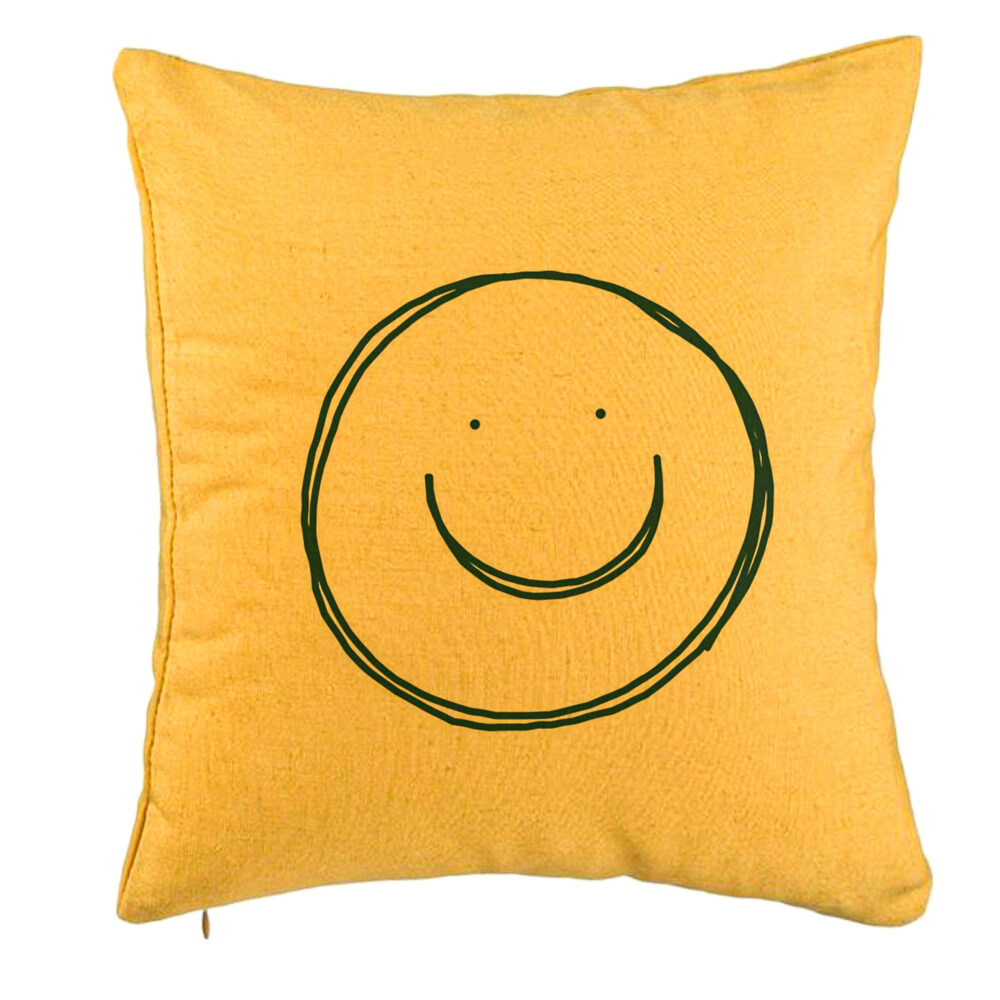 Perna Decorativa, Model Smiley Face, 40x40 cm, Galben, Husa Detasabila, Burduf 5 Perna Decorativa