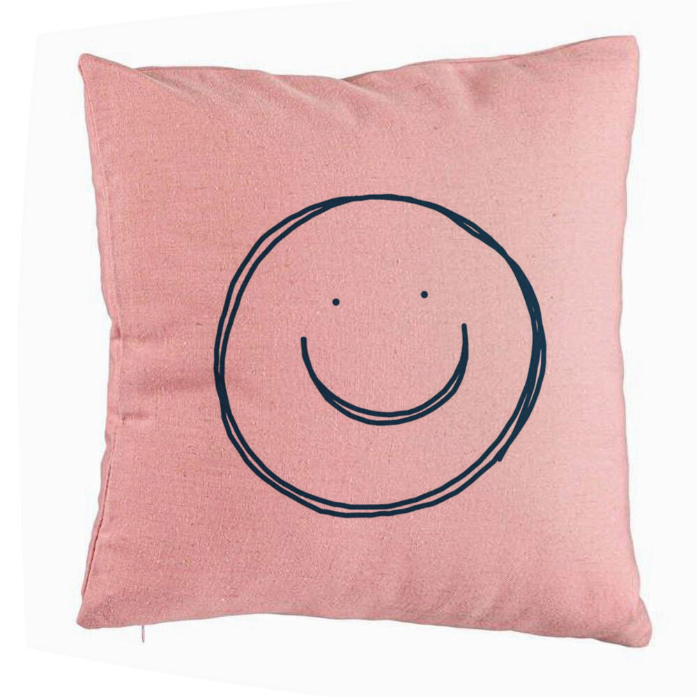 Perna Decorativa, Model Smiley Face, 40x40 cm, Roz, Husa Detasabila, Burduf 5 Perna Decorativa