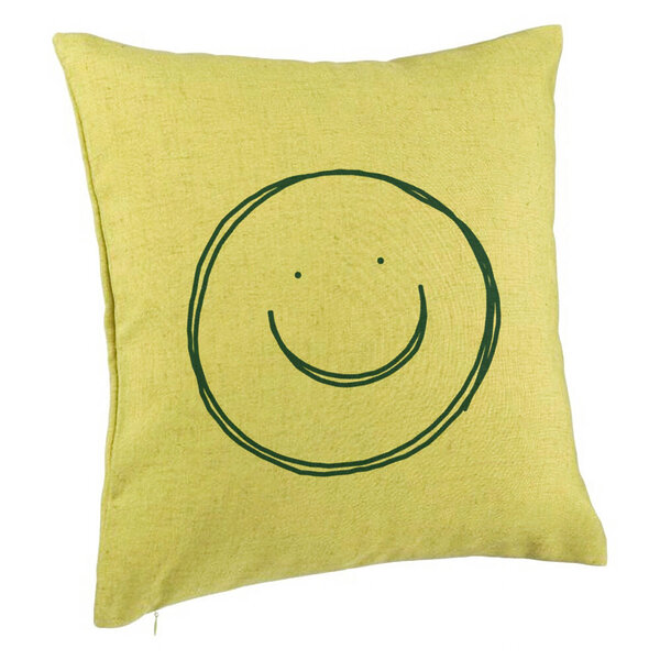 Perna Decorativa, Model Smiley Face, 40x40 cm, Verde, Husa Detasabila, Burduf 5 Perna Decorativa