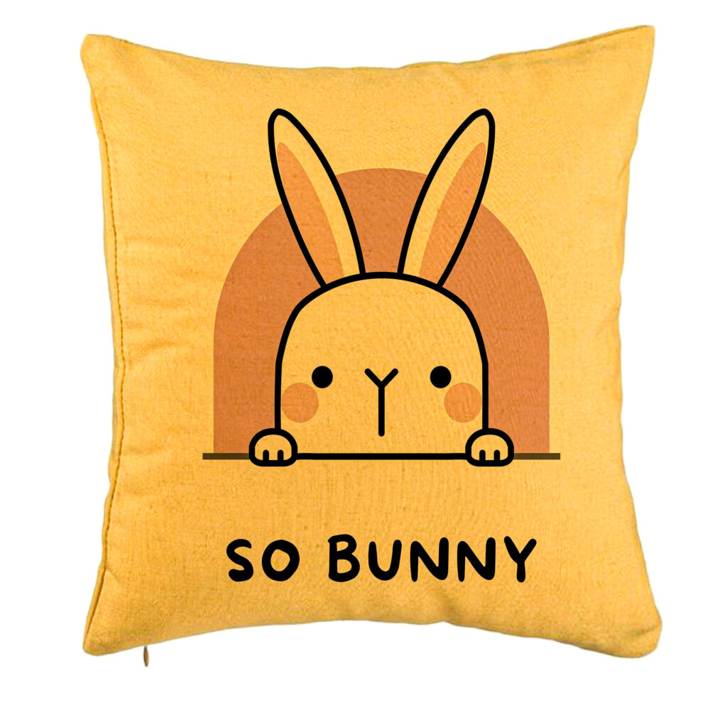 Perna Decorativa, Model So Bunny, 40x40 cm, Galben, Husa Detasabila, Burduf 5 Perna Decorativa