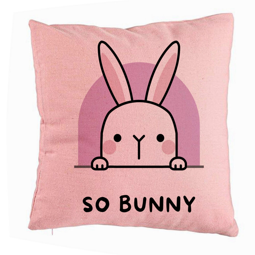 Perna Decorativa, Model So Bunny, 40x40 cm, Roz, Husa Detasabila, Burduf 5 Perna Decorativa