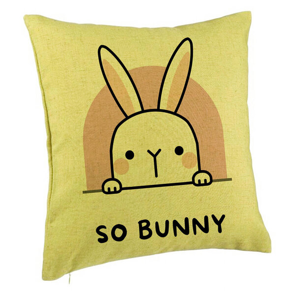 Perna Decorativa, Model So Bunny, 40x40 cm, Verde, Husa Detasabila, Burduf 5 Perna Decorativa