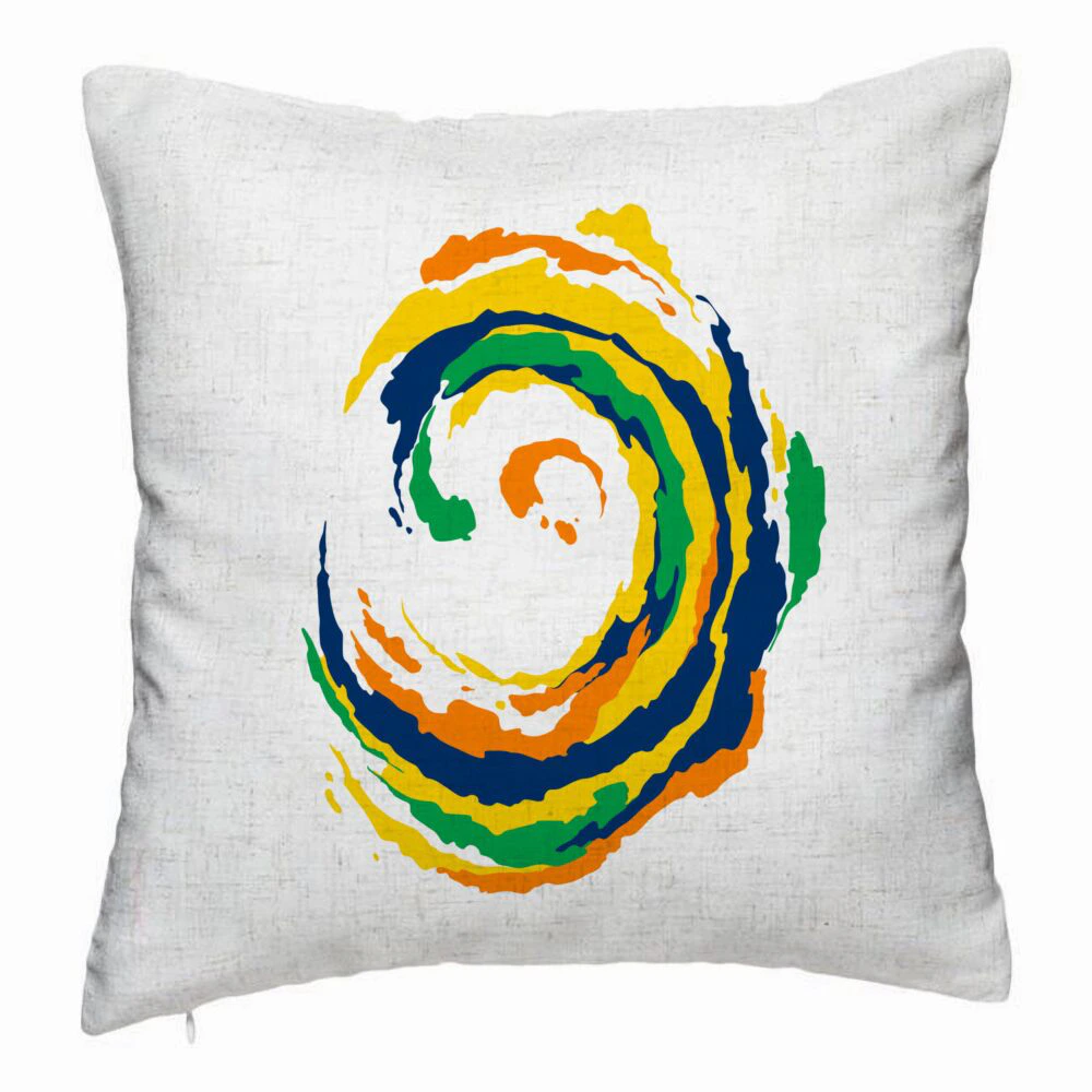 Perna Decorativa, Model Spirala, MuIicolor, 40x40 cm, Alb Murdar, Husa Detasabila, Burduf 5 Perna Decorativa