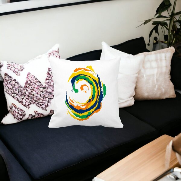 Perna Decorativa Model Spirala, MuIicolor, 40x40 cm, Alba, Mata, Husa Detasabila, Burduf 15 40x40 cm