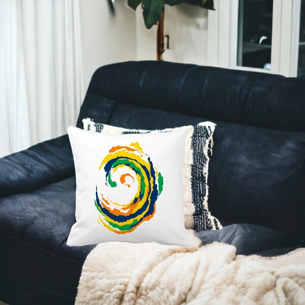 Perna Decorativa Model Spirala, MuIicolor, 40x40 cm, Alba, Mata, Husa Detasabila, Burduf 16 Alba