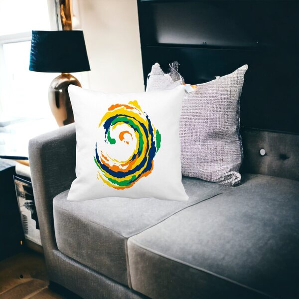 Perna Decorativa Model Spirala, MuIicolor, 40x40 cm, Alba, Mata, Husa Detasabila, Burduf 17 Mata