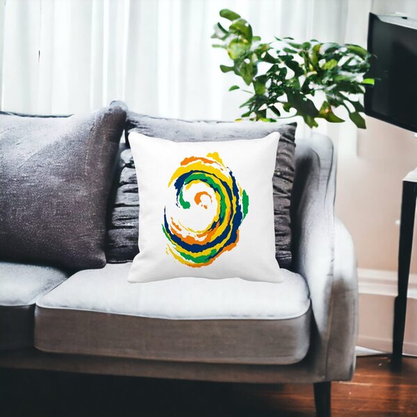 Perna Decorativa Model Spirala, MuIicolor, 40x40 cm, Alba, Mata, Husa Detasabila, Burduf 18 Husa Detasabila