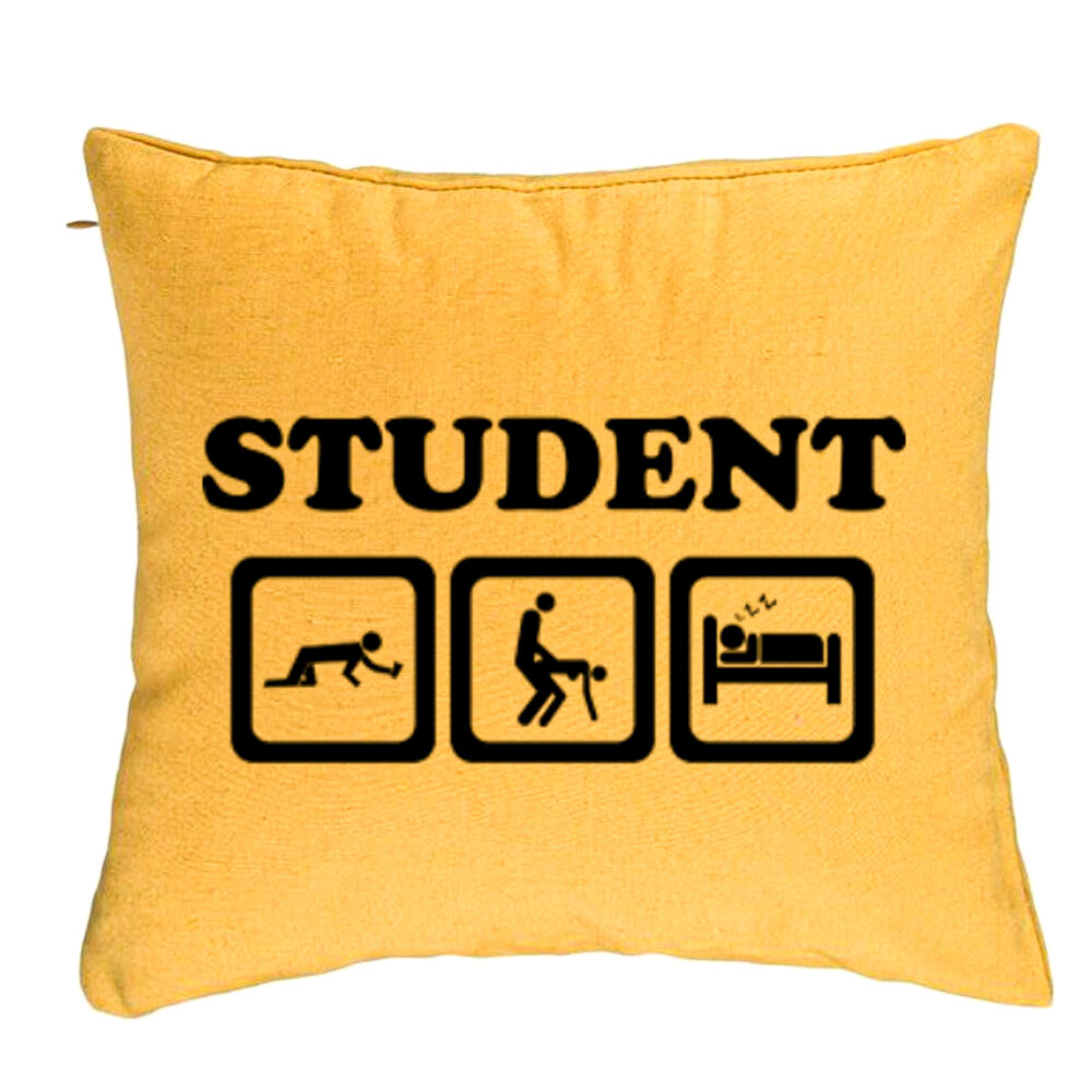 Perna Decorativa, Model Student, 40x40 cm, Galben, Husa Detasabila, Burduf 5 Perna Decorativa