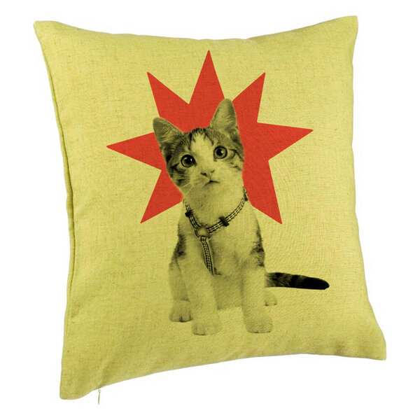Perna Decorativa, Model Super Cat, 40x40 cm, Verde, Husa Detasabila, Burduf 5 Perna Decorativa