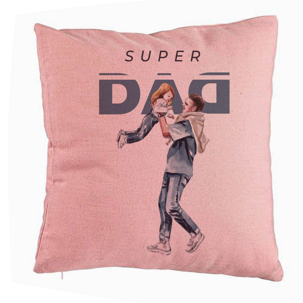 Perna Decorativa, Model Super Dad, 40x40 cm, Roz, Husa Detasabila, Burduf 5 Perna Decorativa