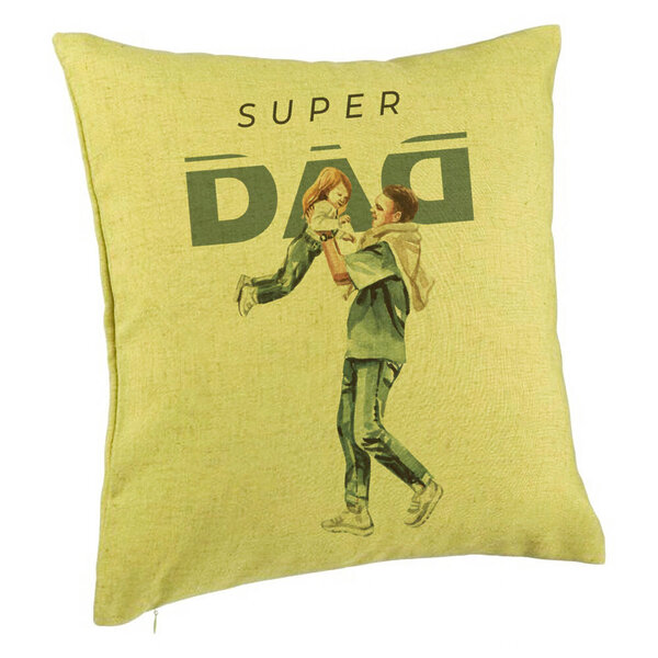 Perna Decorativa, Model Super Dad, 40x40 cm, Verde, Husa Detasabila, Burduf 5 Perna Decorativa