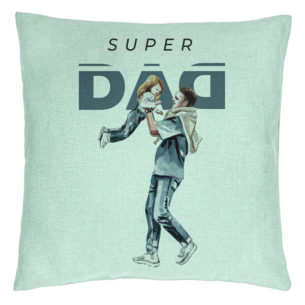 Perna Decorativa, Model Super Dad, 40x40 cm, Verde Menta, Husa Detasabila, Burduf 15 Perna Decorativa