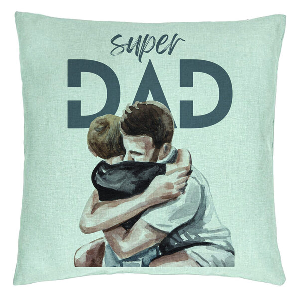 Perna Decorativa, Model Super Dad Baieti, 40x40 cm, Verde Menta, Husa Detasabila, Burduf 15 Perna Decorativa